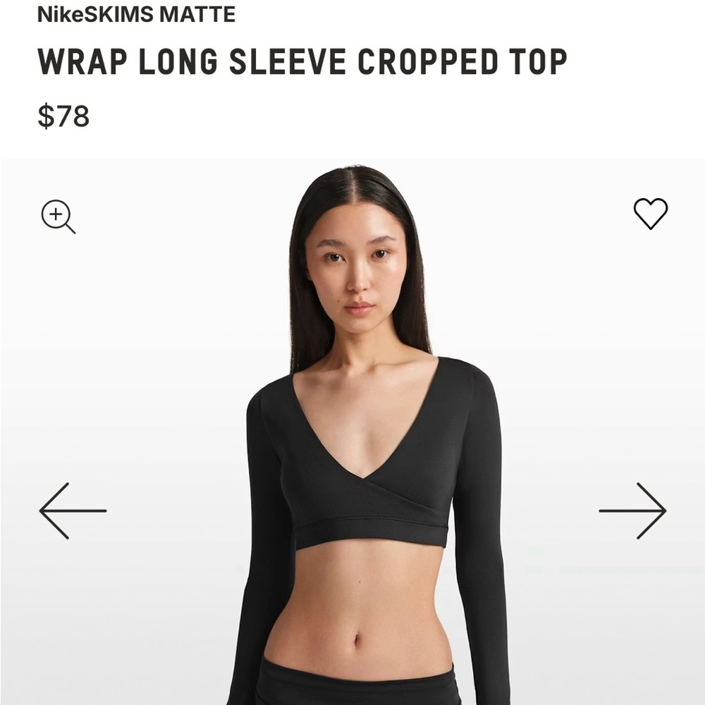SKIMS Black Long Sleeve Crop Top